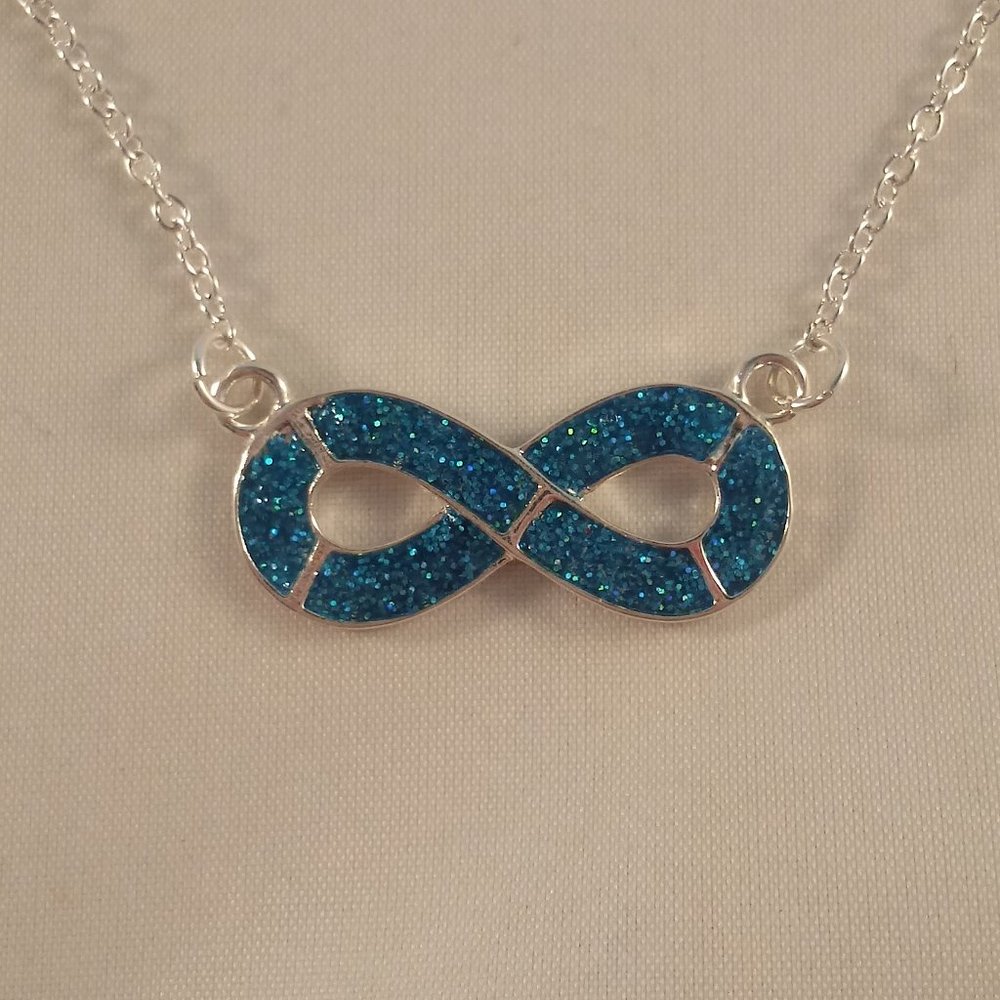 Silver Blue Love Infinity Chain Necklace